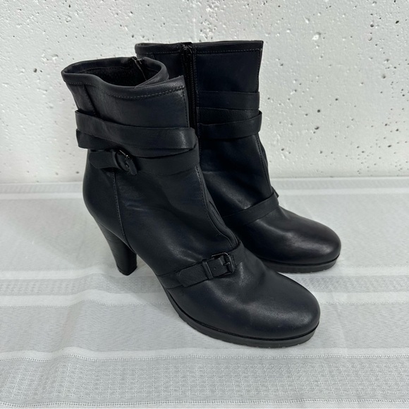 Bruno Premi size 39 Black Leather Heeled Ankle Boots - Picture 1 of 16